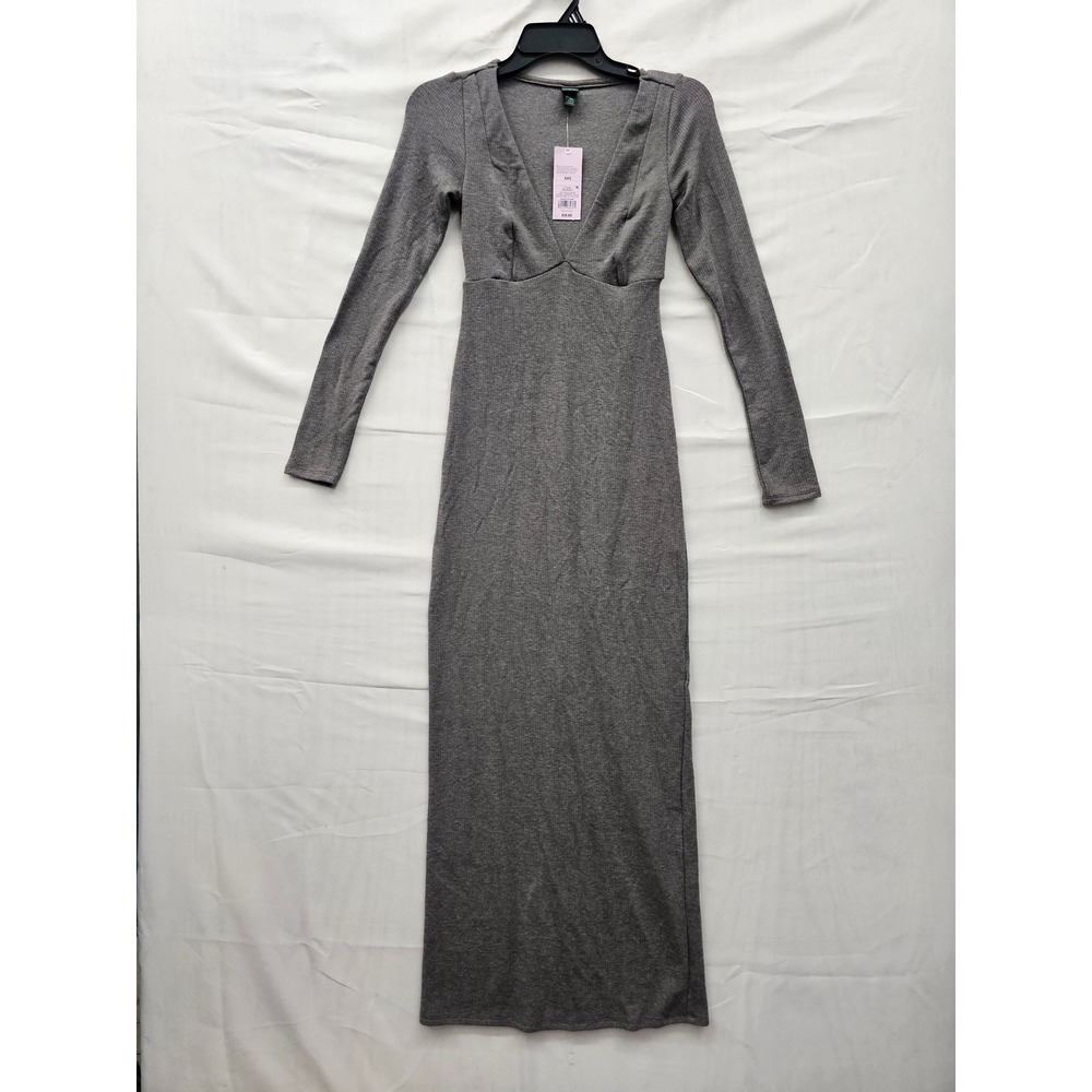 Wild Fable Womens V-Neck Maxi Dress Gray Rayon Blend Casual Size XXS